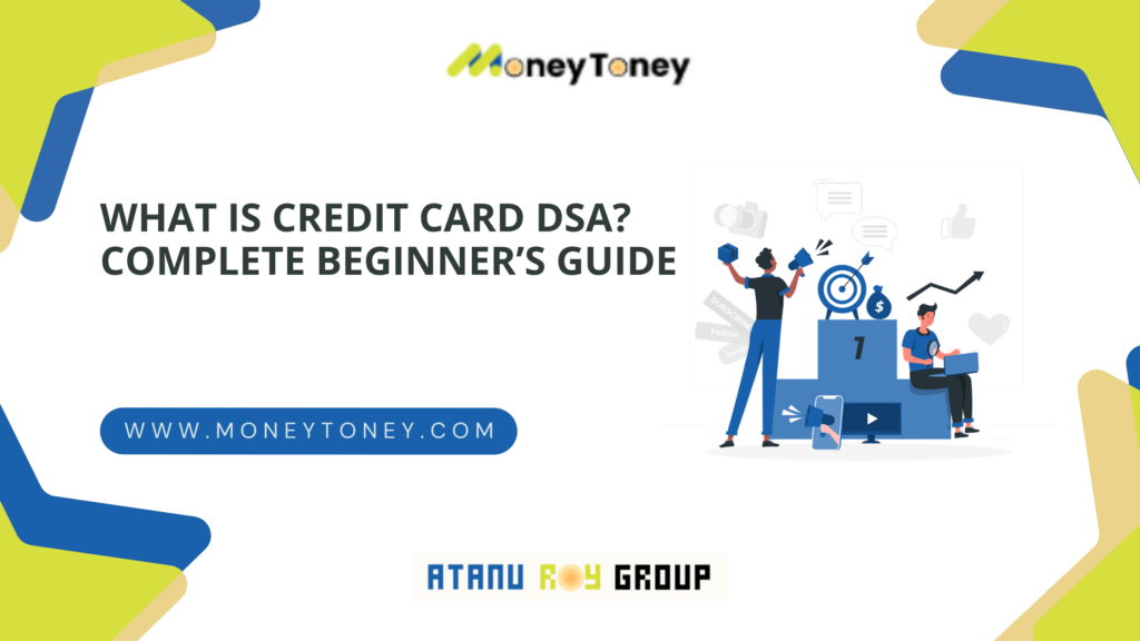 Credit Card DSA beginner guide illustration showing credit card DSA agent registration process, commission earnings, bank partnership and credit card sales concept in India